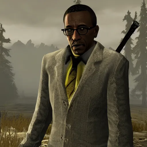 Image similar to Video game screenshot of Gustavo Fring in skyrim