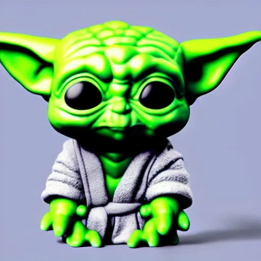 Image similar to cute isometric baby yoda funko pop