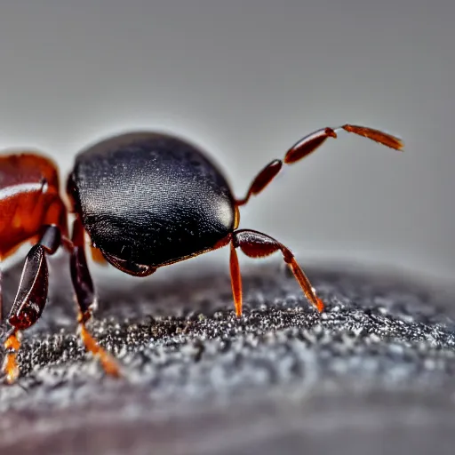 Prompt: macro of a mechanical ant