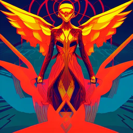 Image similar to symetry!!, concept art of angel by dan mumford!!