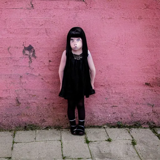 Prompt: 12 old goth girl , EOS-1D, f/1.4, ISO 200, 1/160s, 8K, RAW, unedited, symmetrical balance, in-frame