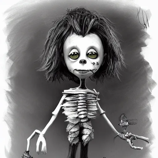 Prompt: Childrens Character design Concept arts created by Tim Burton, art station, highly detailed,