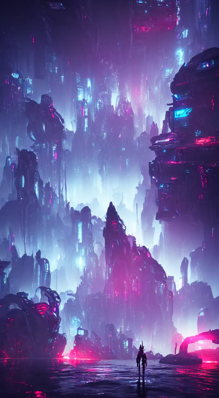 Image similar to the call of the abyssal void, futuristic cityscape, vivid colorful lighting, unreal 5 render, studio ghibli, digital art, octane render, beautiful composition, trending on artstation, award winning photograph, masterpiece