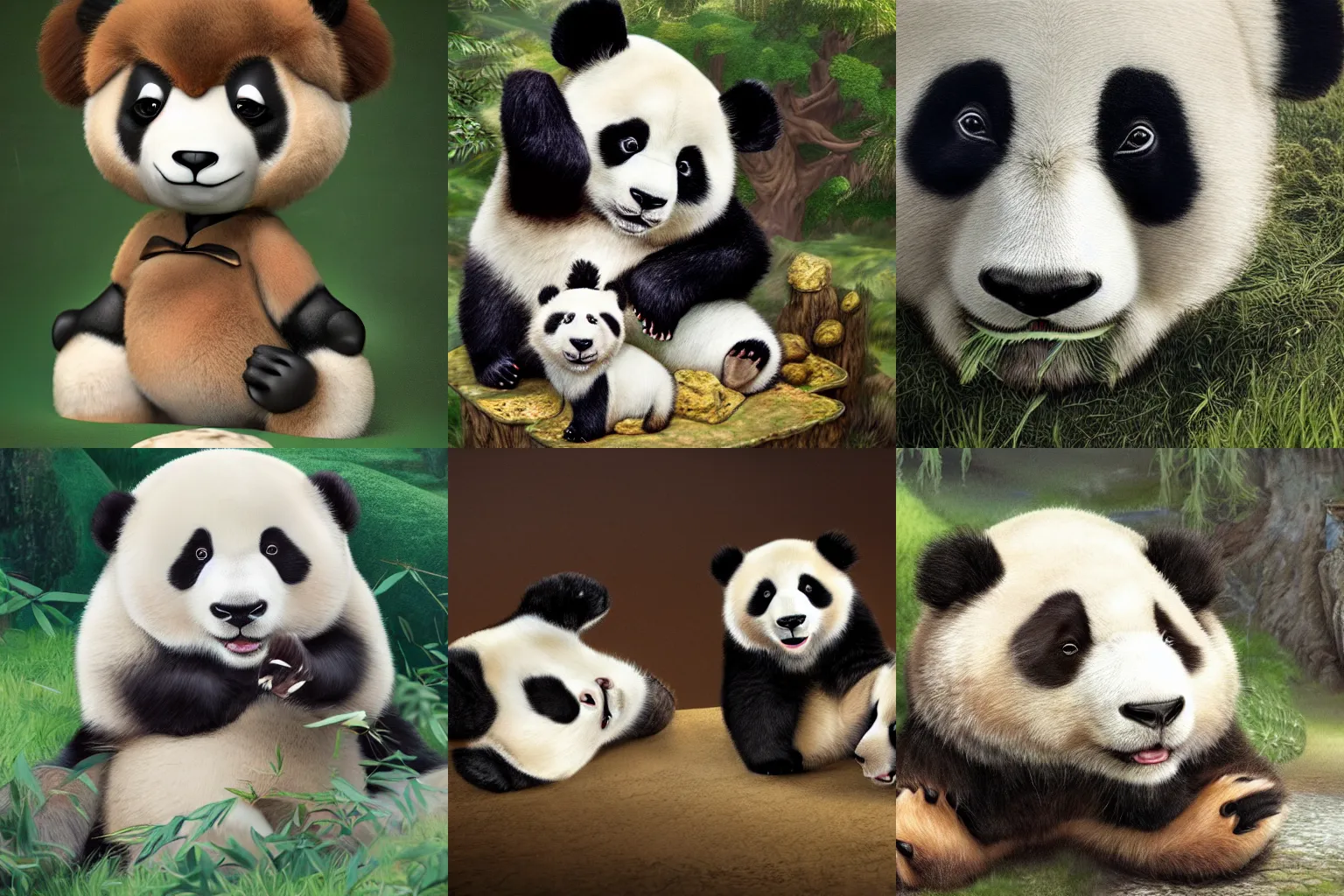 Prompt: a magical land where stuffed pandas torture young caucasian men with brown hair and green eyes, hyperrealism, highly detailed, intricate, trending on artstation
