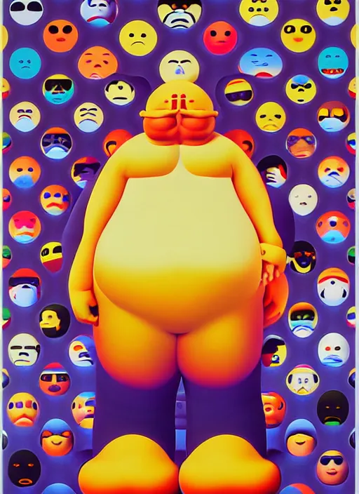 Prompt: fat men by shusei nagaoka, kaws, david rudnick, airbrush on canvas, pastell colours, cell shaded, 8 k