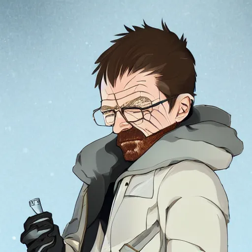 Prompt: Portrait of Walter White the Ice Alchemist, Anime Fantasy Illustration by Tomoyuki Yamasaki, Kyoto Studio, Madhouse, Ufotable, trending on artstation