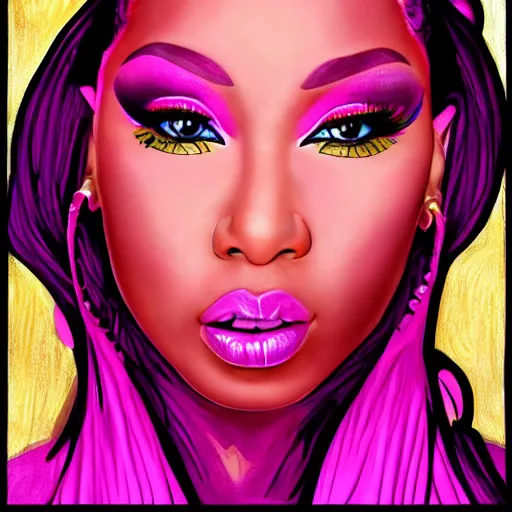 Prompt: Nicki Minaj drawn by Todd macfarlane full color