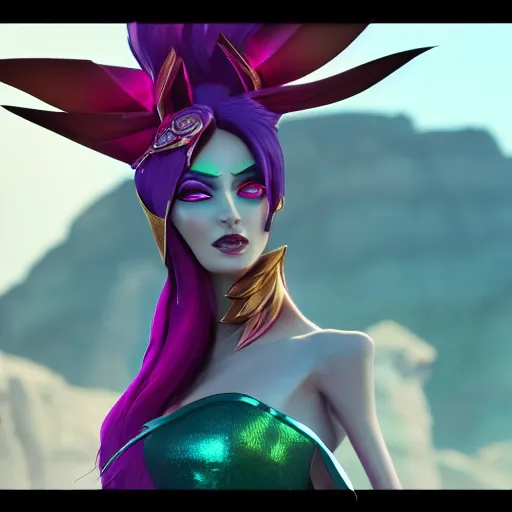 Prompt: still of pretty Xayah (Wild Rift) in KDA More music video. 3d render, octane render, game art, realistic, highly detailed, trending on artstation, 4k, trending on artstation, pixar, cgsociety, unreal engine 5, redshift render, trending on artstation, blender, behance, cg