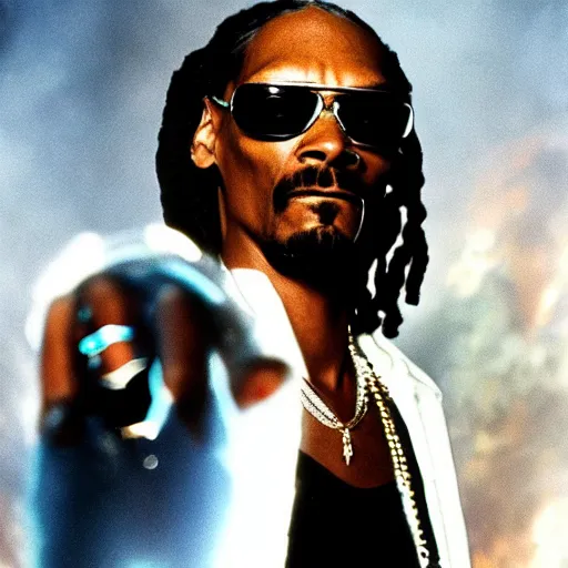 Prompt: snoop dogg as the terminator, movie clip, photo,