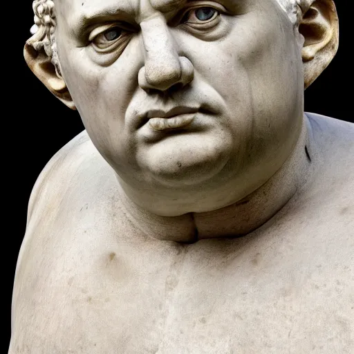 Prompt: hungarian prime minister viktor orban as an obese marble statue of ancient roman emperor, created by michelangelo, museum photoshot, 3 d photorealistic render, high resolution, 8 k