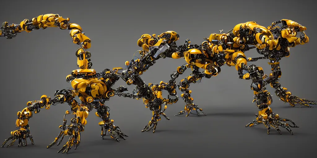 Image similar to Phosphorite centipede robotics advanced cybernetics Smart bionicle organism biomimmicry exoskeleton Biomorph hydraulics trending on behance visualisation industrial design trendinc on artstation