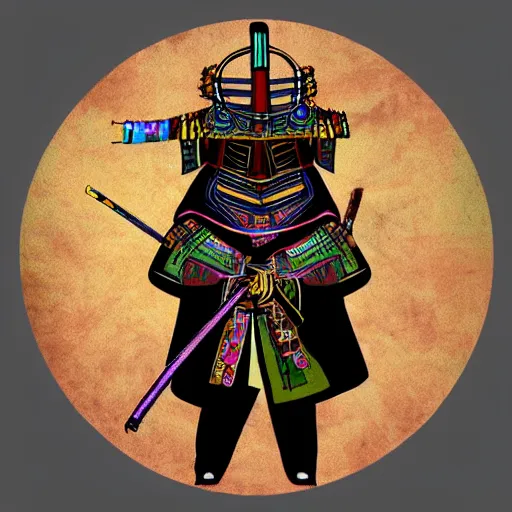 Prompt: a ancient psychedelic samurai