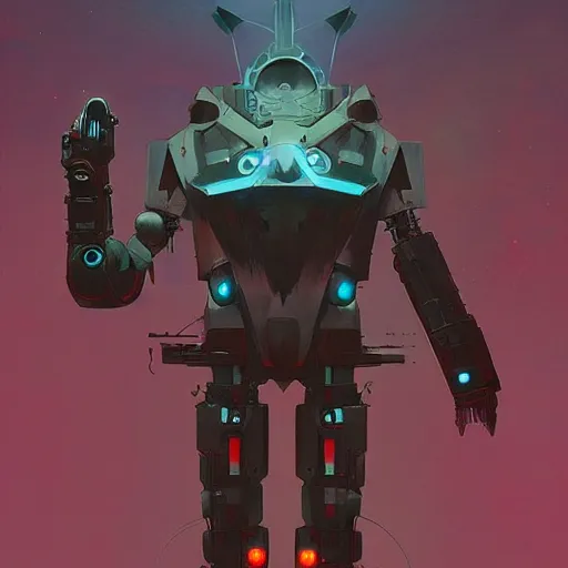 Prompt: occult mobile suit, satanic robotic power armor by beeple, greg rutkowski and alphonse mucha