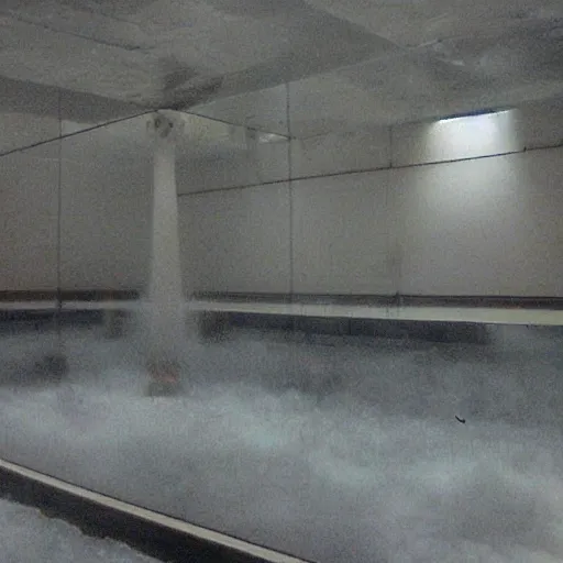 Prompt: Beautiful cameraphone 2005 soft liminal Photograph of an infinite water-filled room