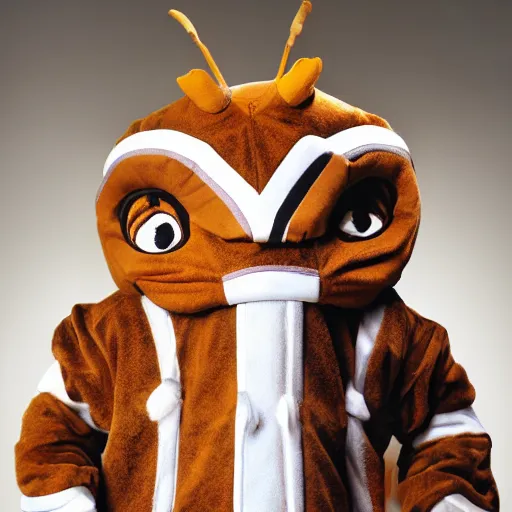 Image similar to sports team mascot, bug roach mascot costume, cocroach, the cocroaches, football mascot, anthropomorphic cocroach HD official photo, high quality costume