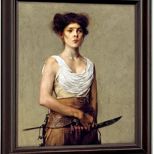 Image similar to female warrior by alfred stevens