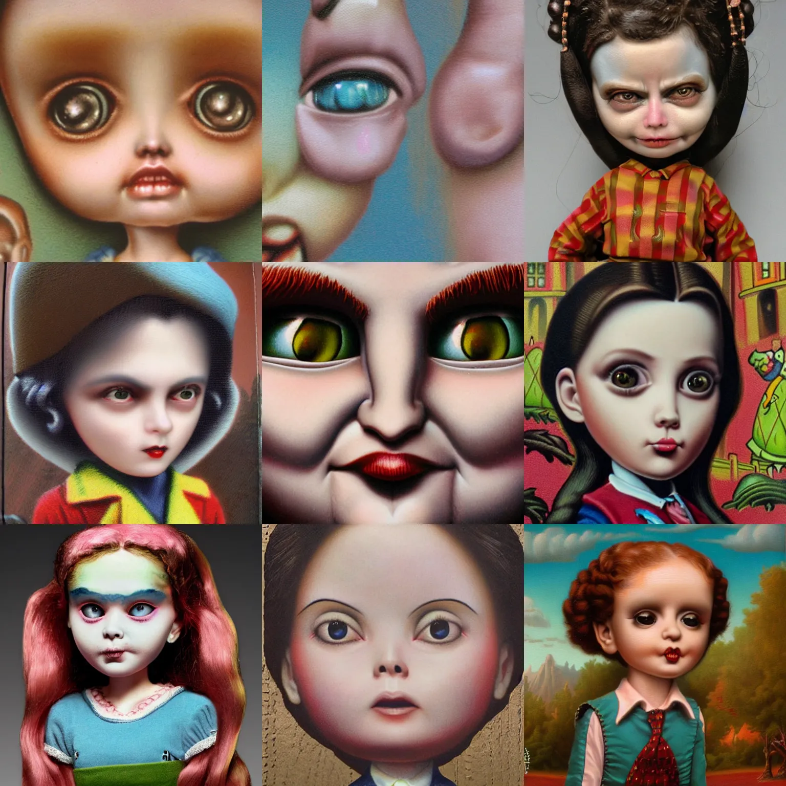 Prompt: close up of a 9 0 s collectable toy, lowbrow, matte painting, highly detailed, in the style of mark ryden