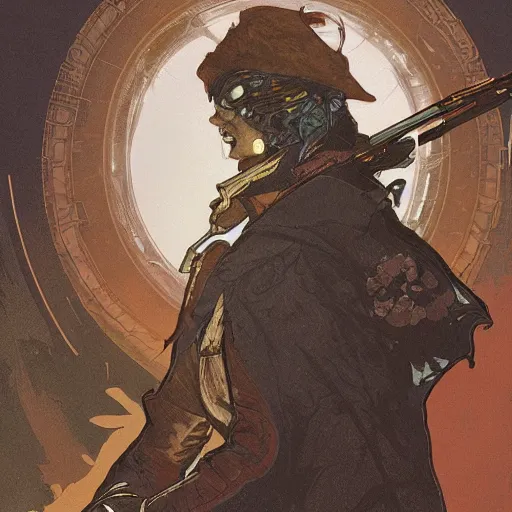 Image similar to an ultra detailed vector image of michael cera dressed as the hunter from bloodborne, concept art by alphonse mucha and greg rutkowski, cosmic horror, god rays