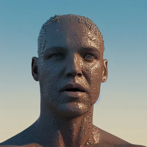 Image similar to a human head sculpture made out of water on the ocean water, cinematic, in the style of chad knight, long shot, hyper detailed, hyper realistic, ray tracing, 8 k resolution, sharp focus, realistic water, award winning