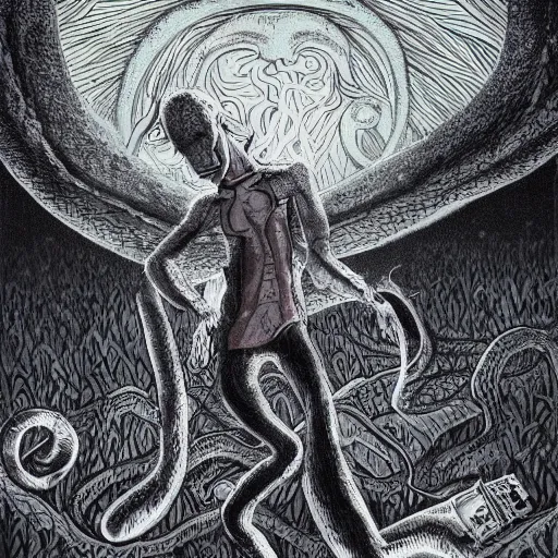 Image similar to A centered chest up portrait of a psychedelic demonic anthropomorphic snake smoking a hand-rolled cigarette smoking heavily , magic mushroom village in background , award winning. superb resolution. in the art style of junji Ito and greg rutkowski . Detailed Mushroom city in background. Hyper realistic anime. Perfect art. Dalle2