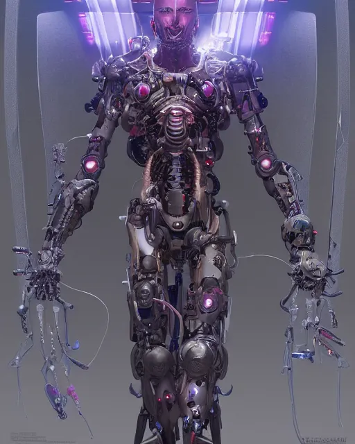 Image similar to benevolent cyborg necromancer, scifi, futuristic, highly detailed, trending on artstation, advanced technology, art by vitaly bulgarov and nivanh chanthara and lance wilkinson