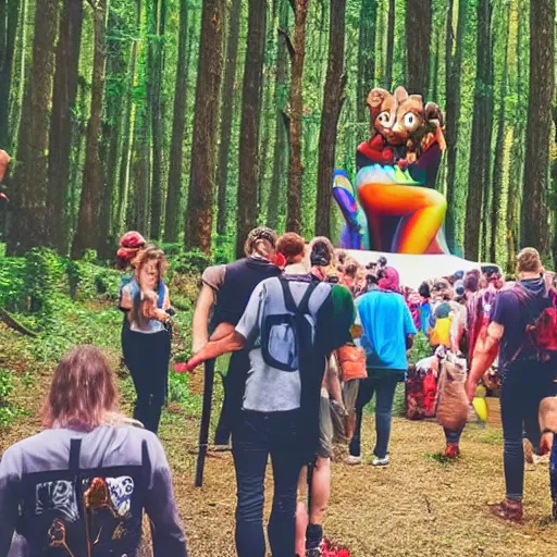 Image similar to a festival in the woods full of memes