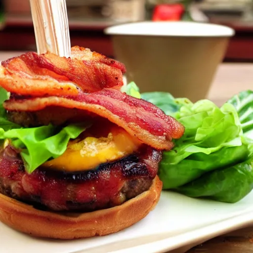 Image similar to bacon wrapped bacon cheeseburger