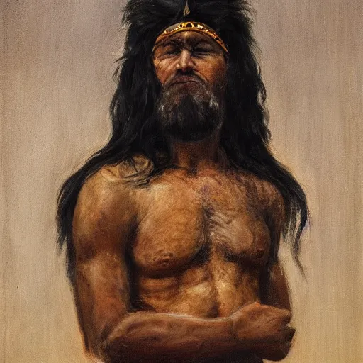 Prompt: portrait of a savage warrior