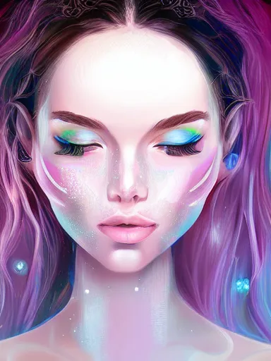 Image similar to crystal girl, portrait, digital painting, elegant, beautiful, highly detailed, artstation, concept art