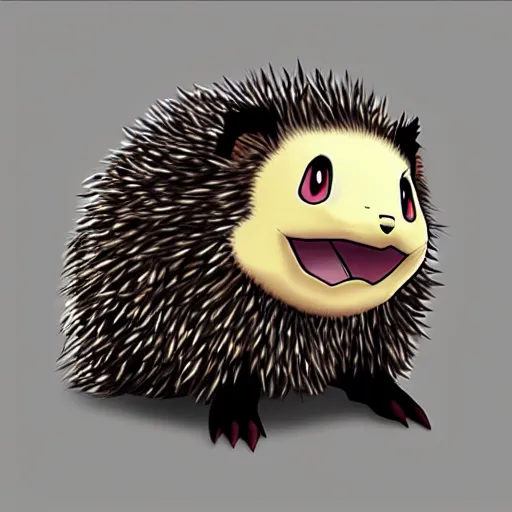 Image similar to A pokemon that looks like A hedgehog, covered with a layer of black Misty ，Trending on art station. Unreal engine.