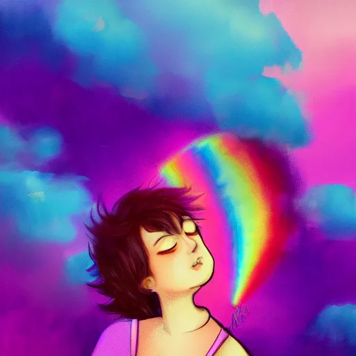 Prompt: the cotton candy kiss of transcendental bliss, 🌈 in the style of pascal blanche from artstation, digital art