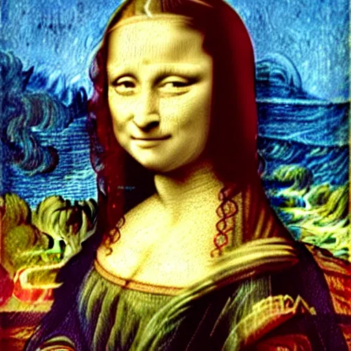 Image similar to the mona lisa painting by van gogh