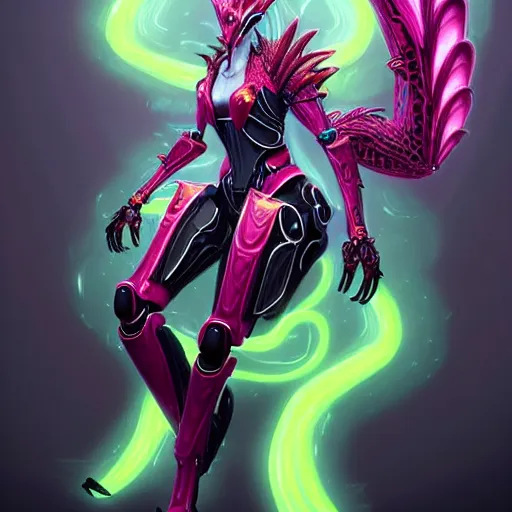 Prompt: highly detailed exquisite fanart, of a beautiful female warframe, but as an anthropomorphic robot dragon, sitting regally on a soft green sofa, with robot dragon head, shining reflective off-white plated armor, bright Fuchsia skin, full body shot, epic cinematic shot, realistic, professional digital art, high end digital art, DeviantArt, artstation, Furaffinity, 8k HD render, epic lighting, depth of field