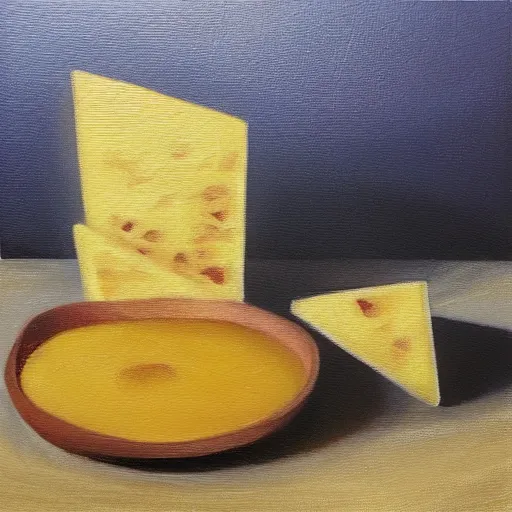 Prompt: beautiful oil painting of gouda cheese