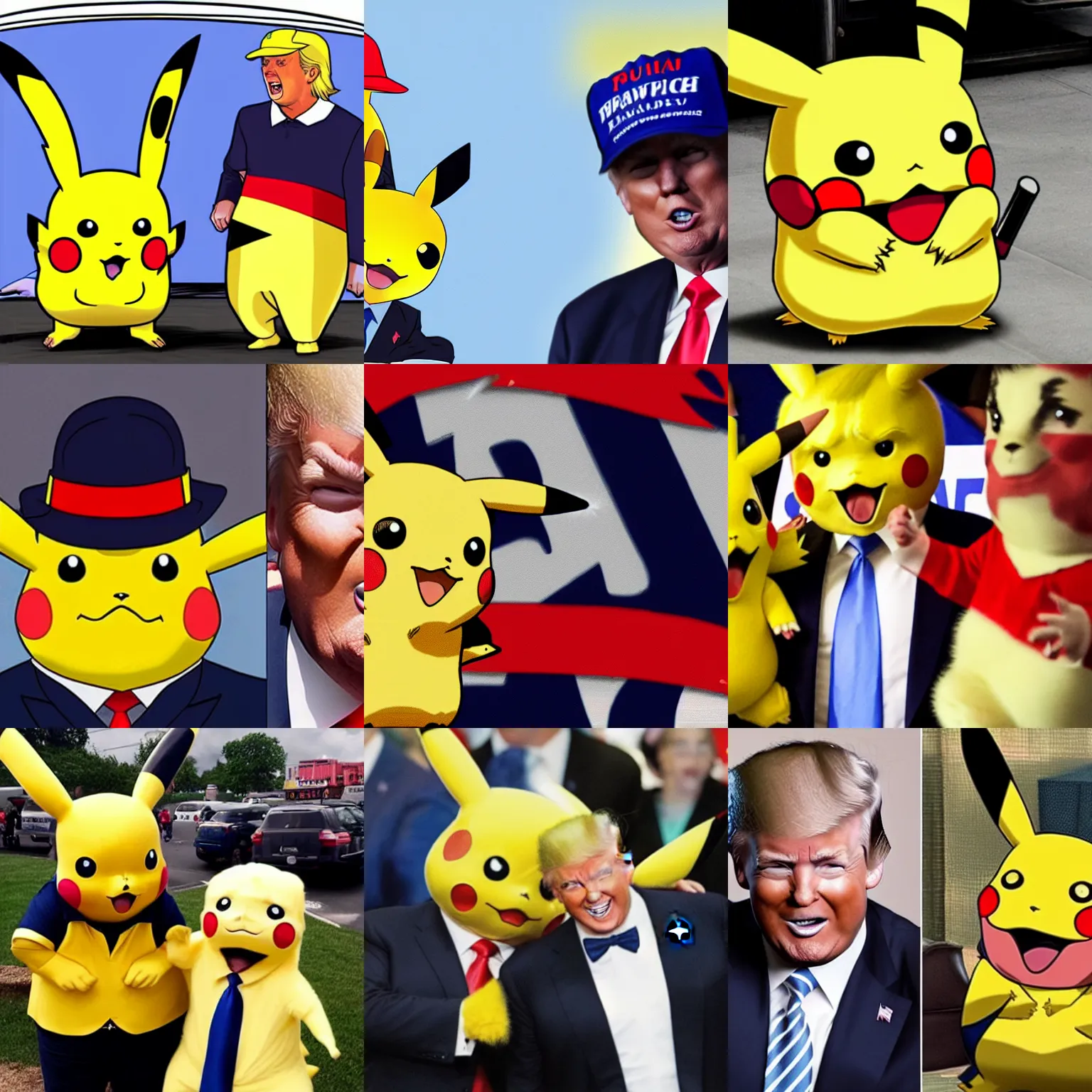 Prompt: pikachu and donald trump merging into one
