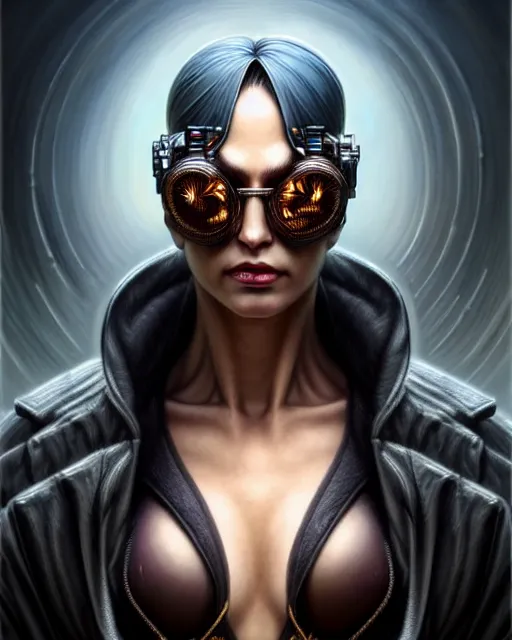 Image similar to front shot of a cyberpunk criminal mastermind character, intricate, elegant, highly detailed, centered, (((artstation, concept art, smooth, sharp focus, artgerm, Tomasz Alen Kopera, Peter Mohrbacher, donato giancola, Joseph Christian Leyendecker, WLOP, Boris Vallejo))), mugshot!!!!!, ugly!!!!!!