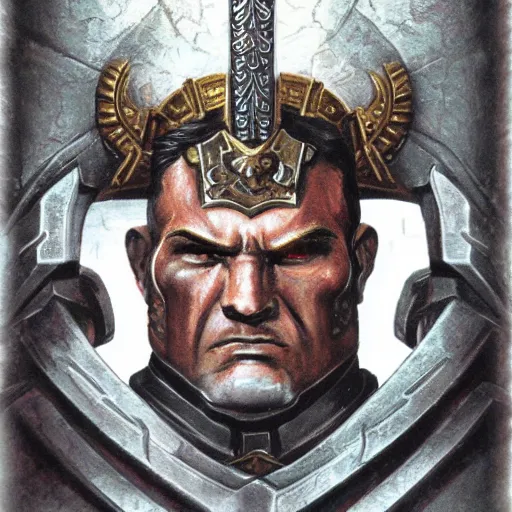 Prompt: portrait of warmaster primarch Horus warhammer 40k