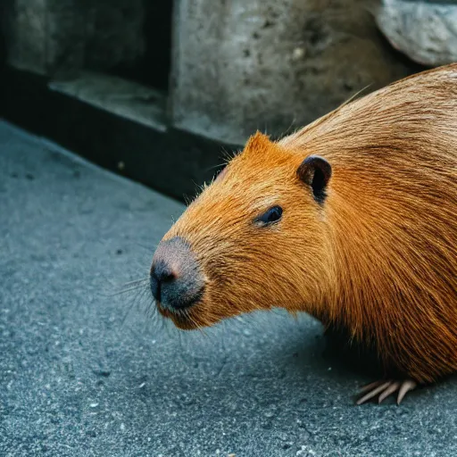 Image similar to photo of a capybara eating a nvidia gpu, neon lighting, nature photography, 8 k, canon 3 0 0 mm, professional photographer, 4 0 mp, lifelike, top - rated, award winning, realistic, sharp, no blur, edited, corrected, trending