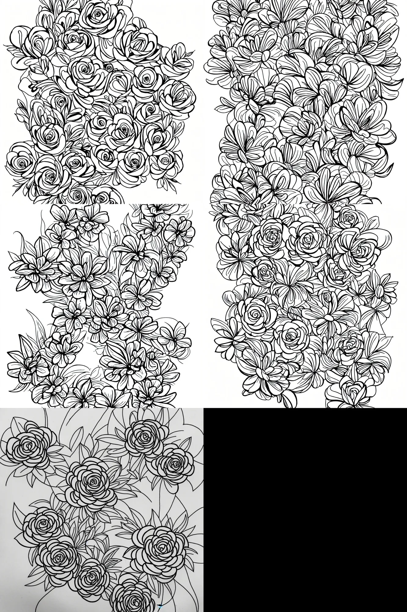 Prompt: tattoo design. line drawing. Flowers. Simple.