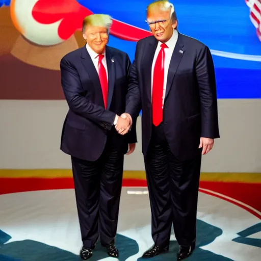 Image similar to donald trump and Hikaru Nakamura shaking hands