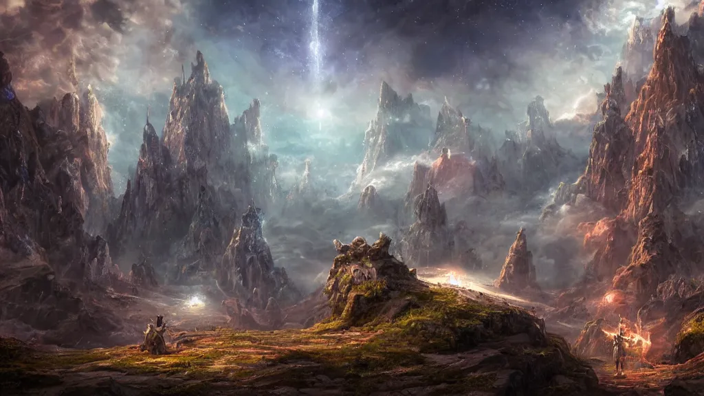 Prompt: whatever, fantasy artwork, very very very beautiful scenery, super ancient relics, all kinds of future technology equipment and cannons, the sky is made up of cosmic stars, hd, hdr, ue 5, ue 6, unreal engine 5, cinematic 4 k wallpaper, 8 k, ultra detailed, high resolution, artstation, award winning