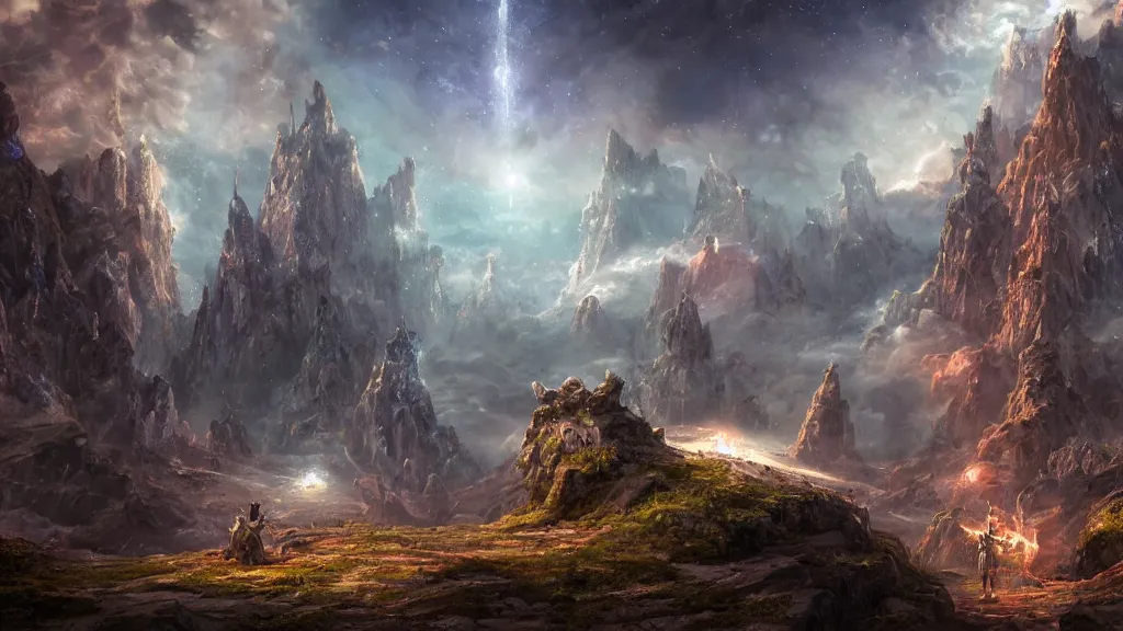 mystic city with nature, fantasy artwork, very