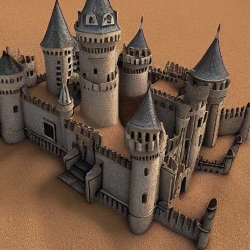 Prompt: life - like castle made of sand, 3 5 mm!!!!! lens, 4 k photorealism, trending on artstation, 4 k quality