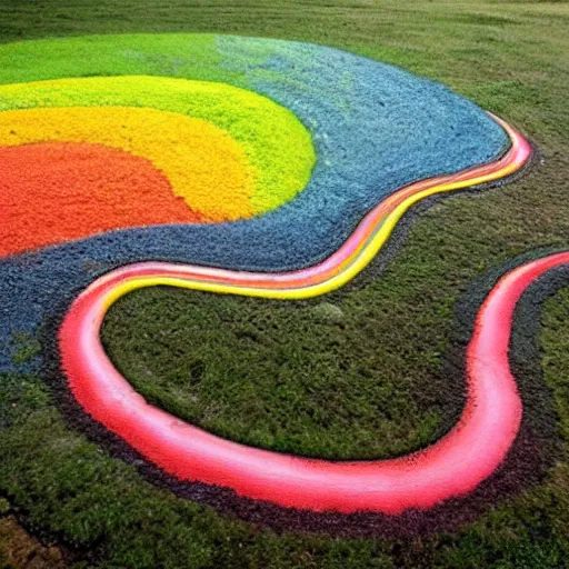 Image similar to rainbow worm tunnels in the earth, Surrealism