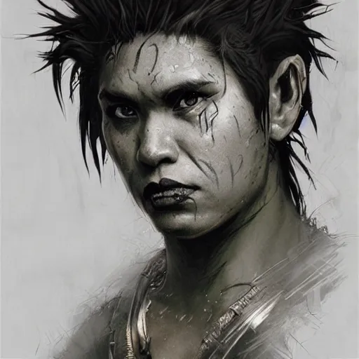 Image similar to lost boys rufio, darkwave, darksynth, character portrait headshot concept art, sharp, digital matte painting, art by luis royo, greg rutkowski, wlop, dramatic lighting, trending on artstation