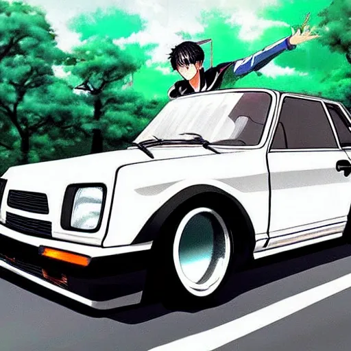 Image similar to trabant initial d, anime art