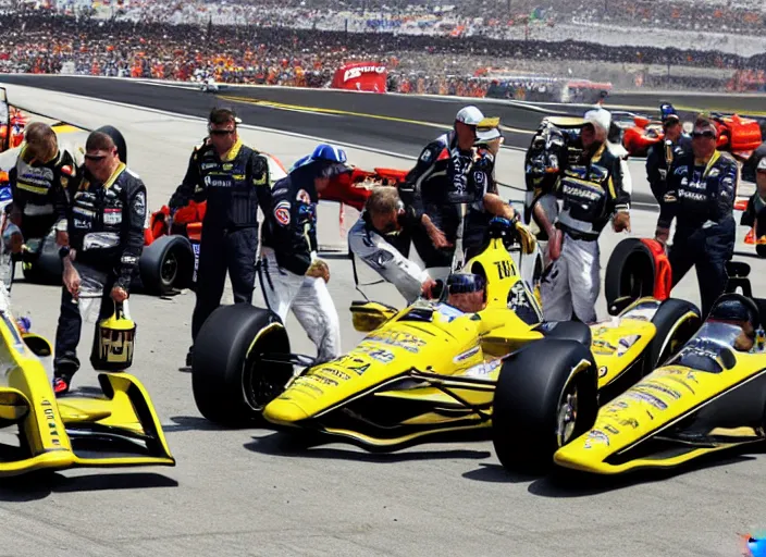 Prompt: indy 5 0 0 pit crews, by andreas grusky