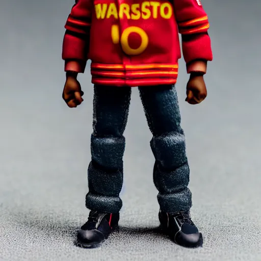 Image similar to macro photo of a miniature ho scale kanye west figure, canon 8 0 d, canon 1 0 0 mm f / 2. 8