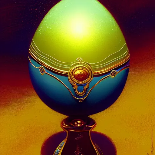 Image similar to faberge egg and andel shine, hyperrealism, no blur, 4 k resolution, ultra detailed, style of alexander trufanov, ismail inceoglu, tyler edlin, syd mead, carlos schwabe