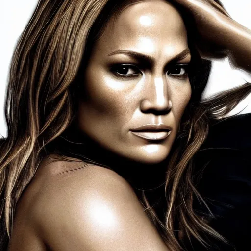 Image similar to hyperrealist portrait of jennifer lopez, photo realistic, dynamic lighting, artstation, poster, volumetric lighting, very detailed faces, 4 k, award winning